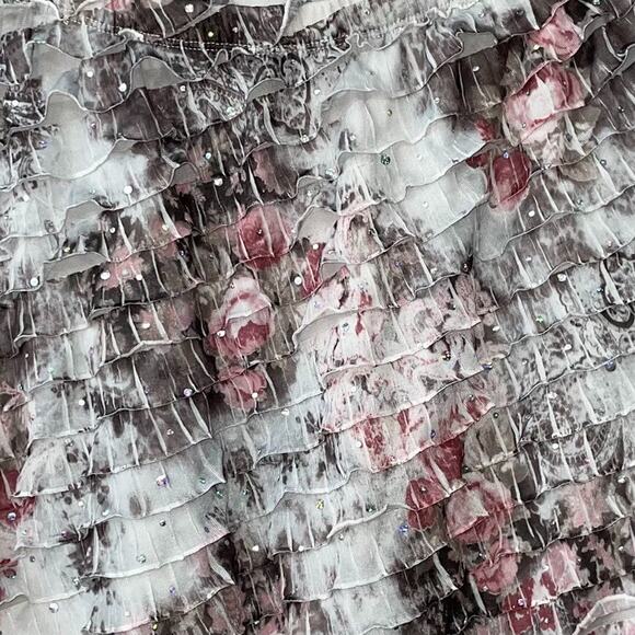 Studio Y Size Large Tiered Ruffle Halter Top Blouson Y2K Fairy Grunge Romantic - Picture 5 of 11